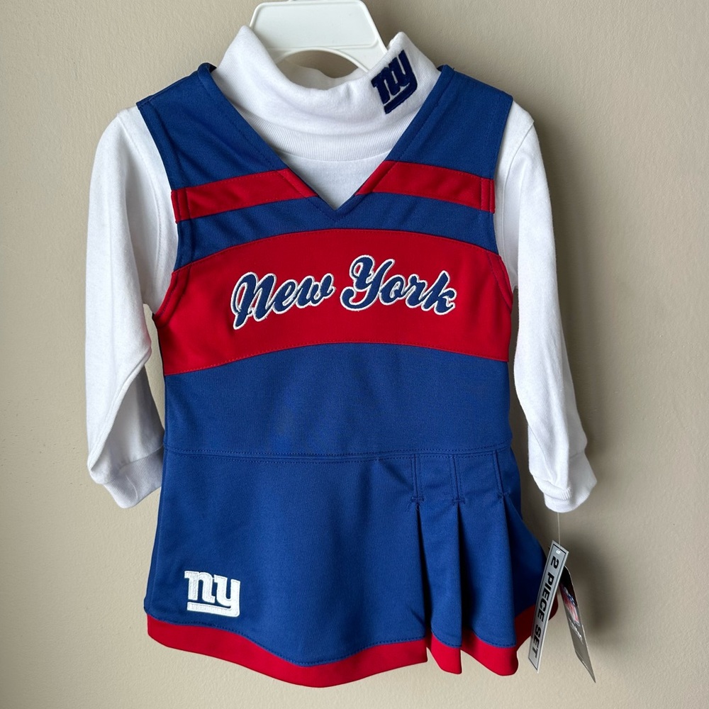 NFL team apparel NY Giants cheer dress with embroidered turtle neck